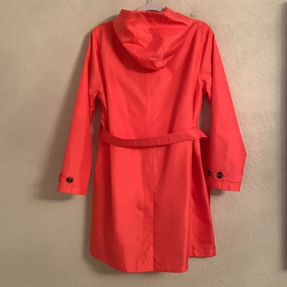 Capelli of NY Long Raincoat Jacket Collar Hood Belt Women’s Size Small - Picture 2 of 10